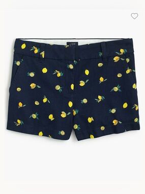 J. Crew Factory Navy Yellow Lemon-print 4.5” Classic Chino Shorts Cotton 8